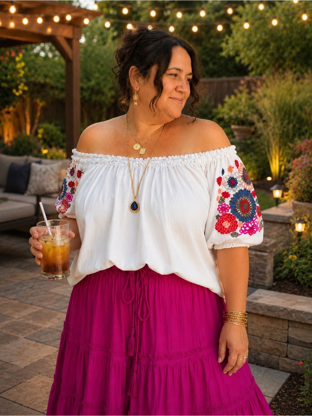 Women's Peasant Top Embroidered Floral Boho Milkmaid Festival Fairy Size XL